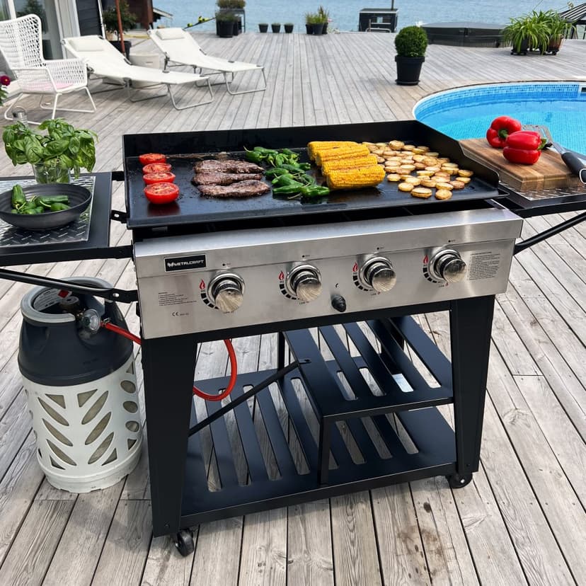 Gasoldrivet stekbord 16 kW | 4 rostfria brännare | Lockhart