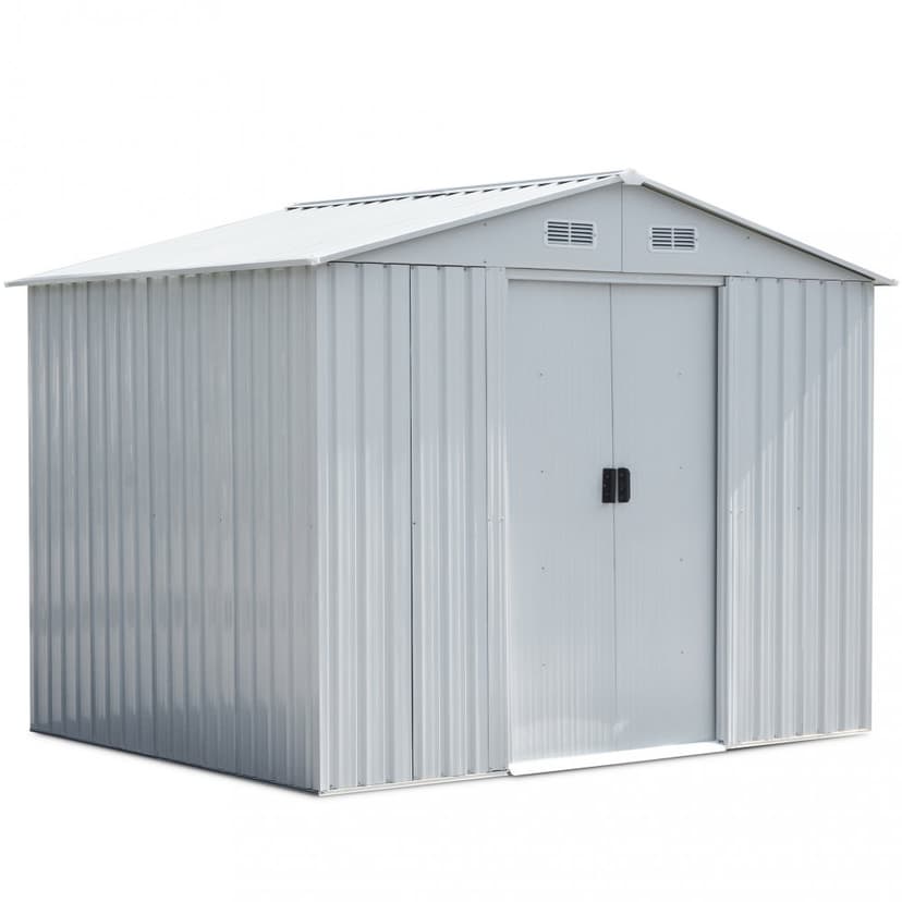 Förråd och redskapsbod 5,3m² | Skjutdörr | Med bas | Vit