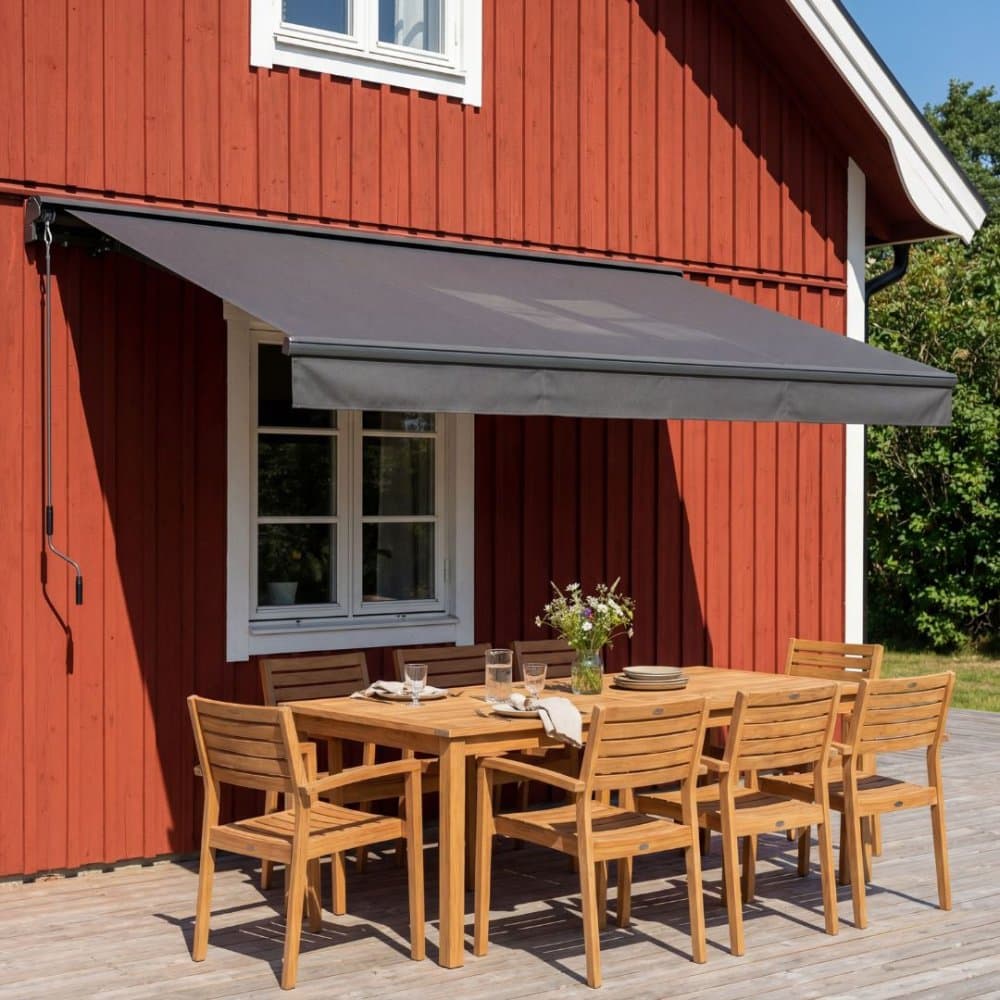 Terrassmarkis halvkassett 4x3 m | Motor & fjärrkontroll | Mörkgrå