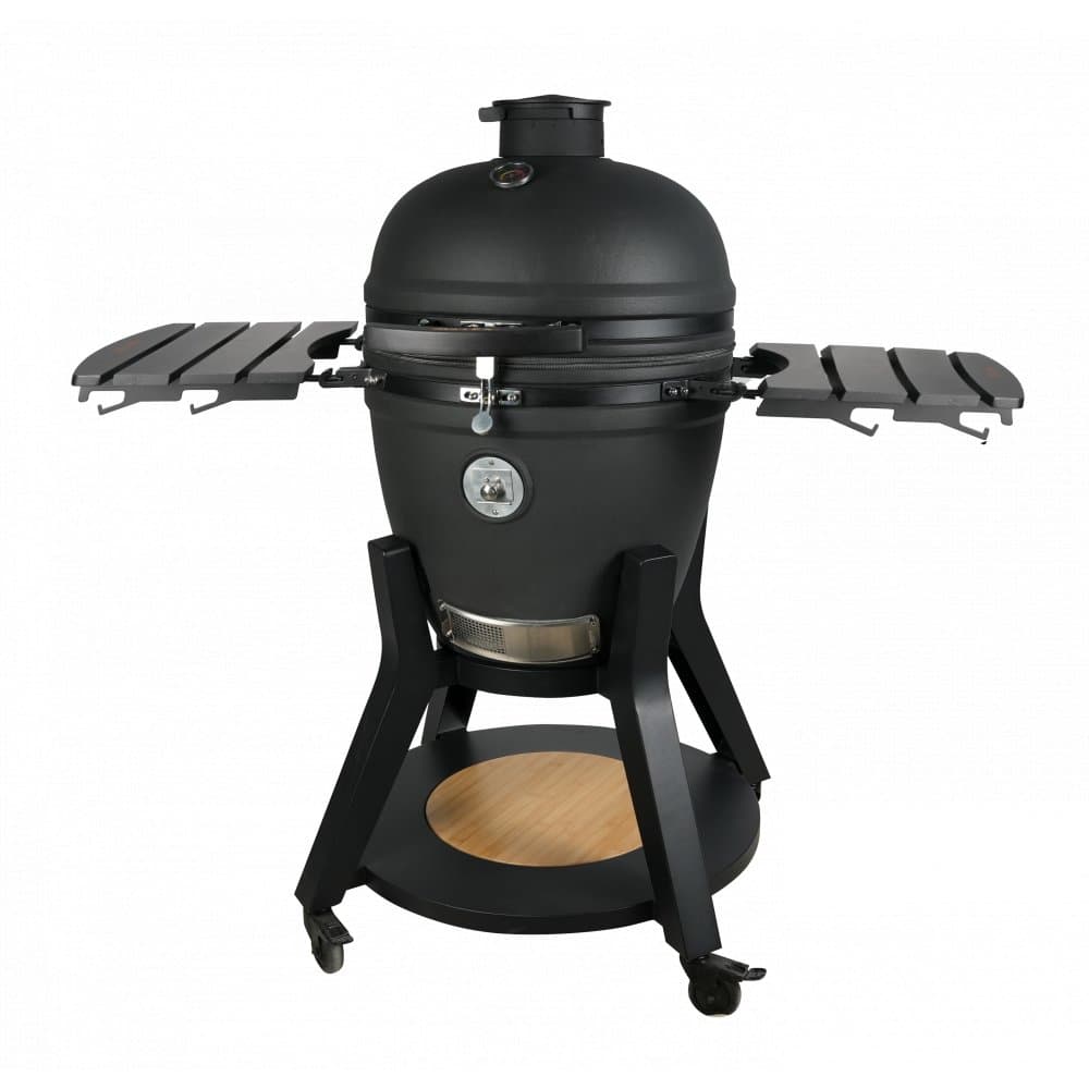 21  Pro Kamado | Premium keramisk grill med top/bottom vent | Air Hinge och HDPE-sidobord