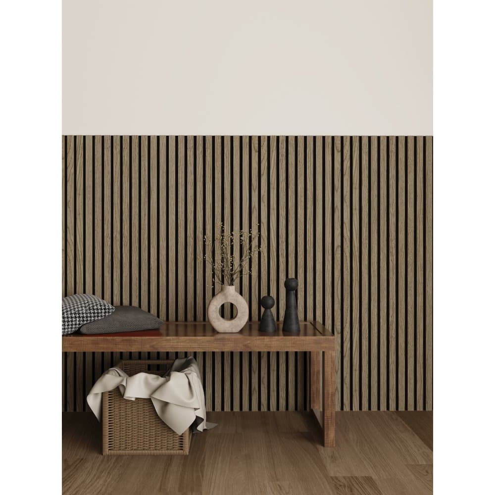 Trälamell akustikpanel| 1200x600x18mm | valnöt | 2-pack