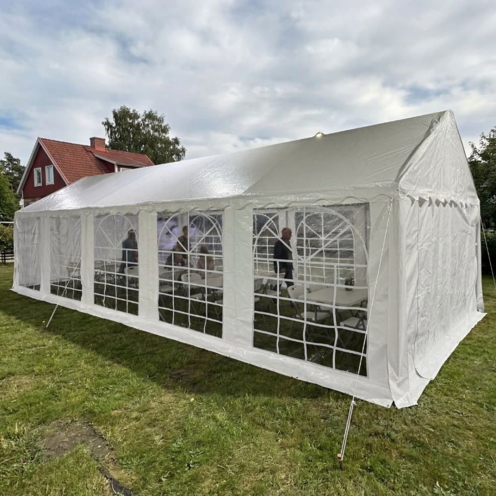 Partytält 4x10 m | Galvaniserad stål ställning | Vit