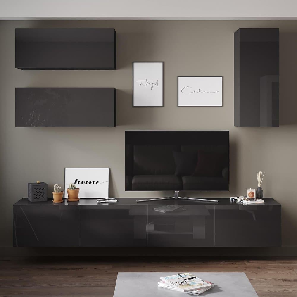 Tv-bänk | Set | 41x240 cm | Badachro - Grå