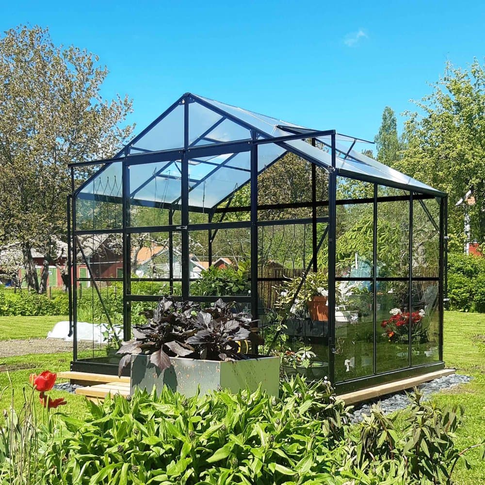 Glasväxthus 4,9m² | 4mm säkerhetsglas | 5 års stormgaranti