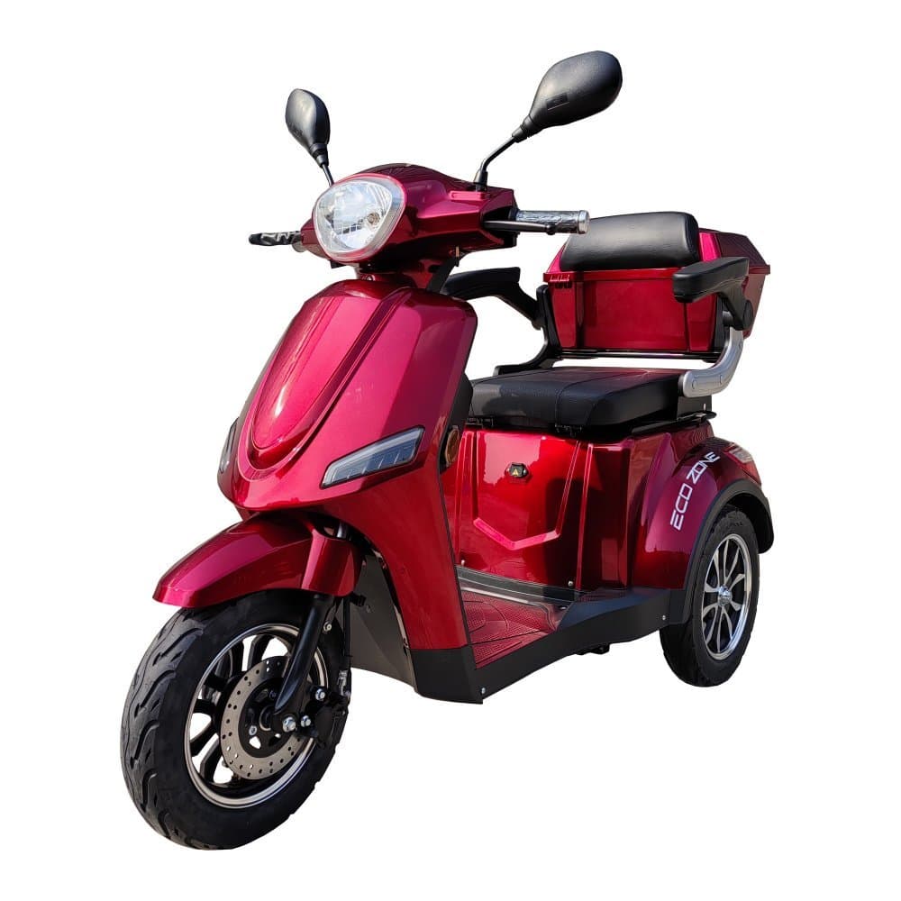 Elektrisk 3-Hjuls Promenadscooter | Tyst & Kraftfull | Röd