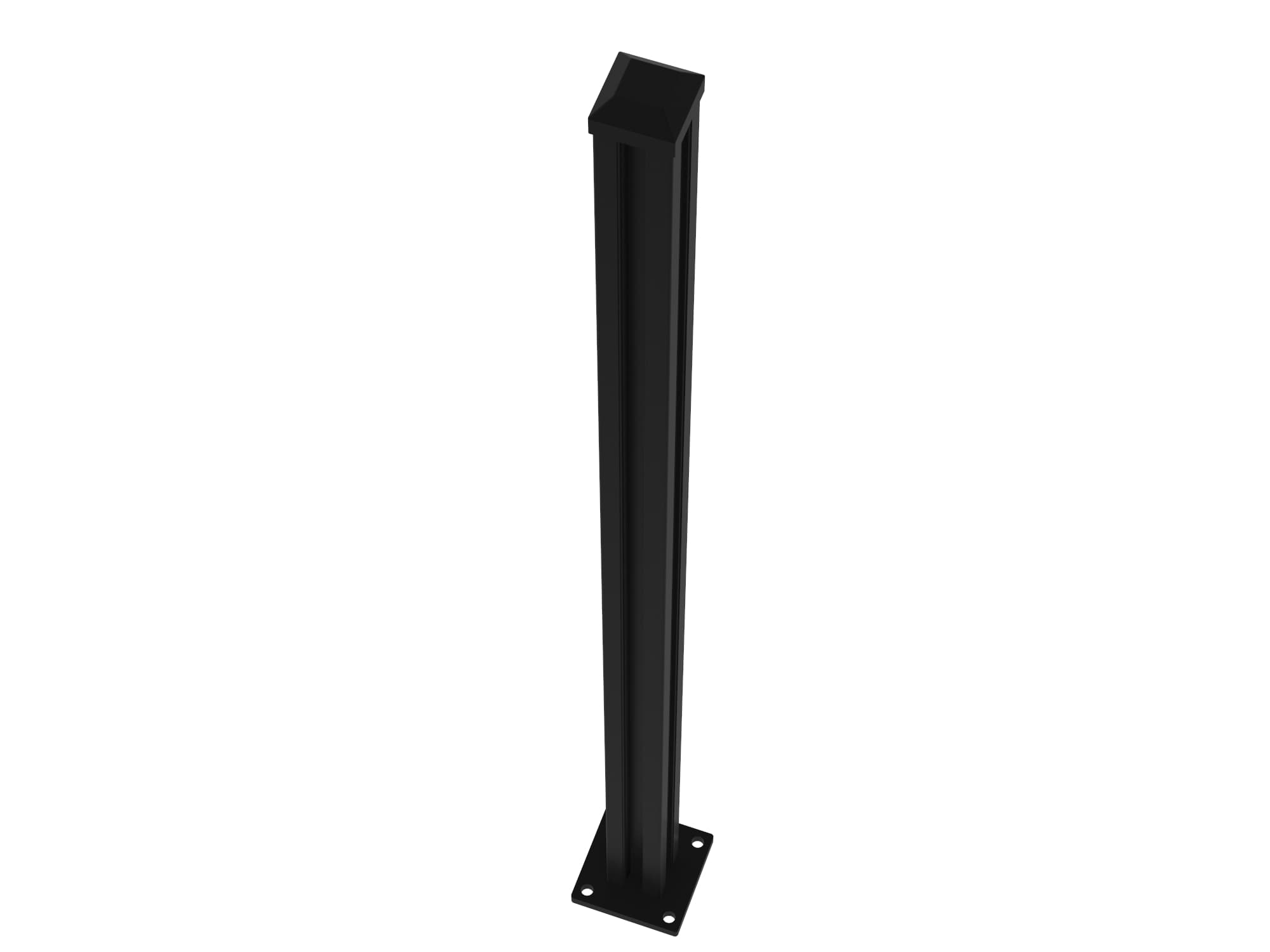 Glasräckesstolpe 50×50 mm  1085 mm | Svart RAL 9005, 90° mittstolpe