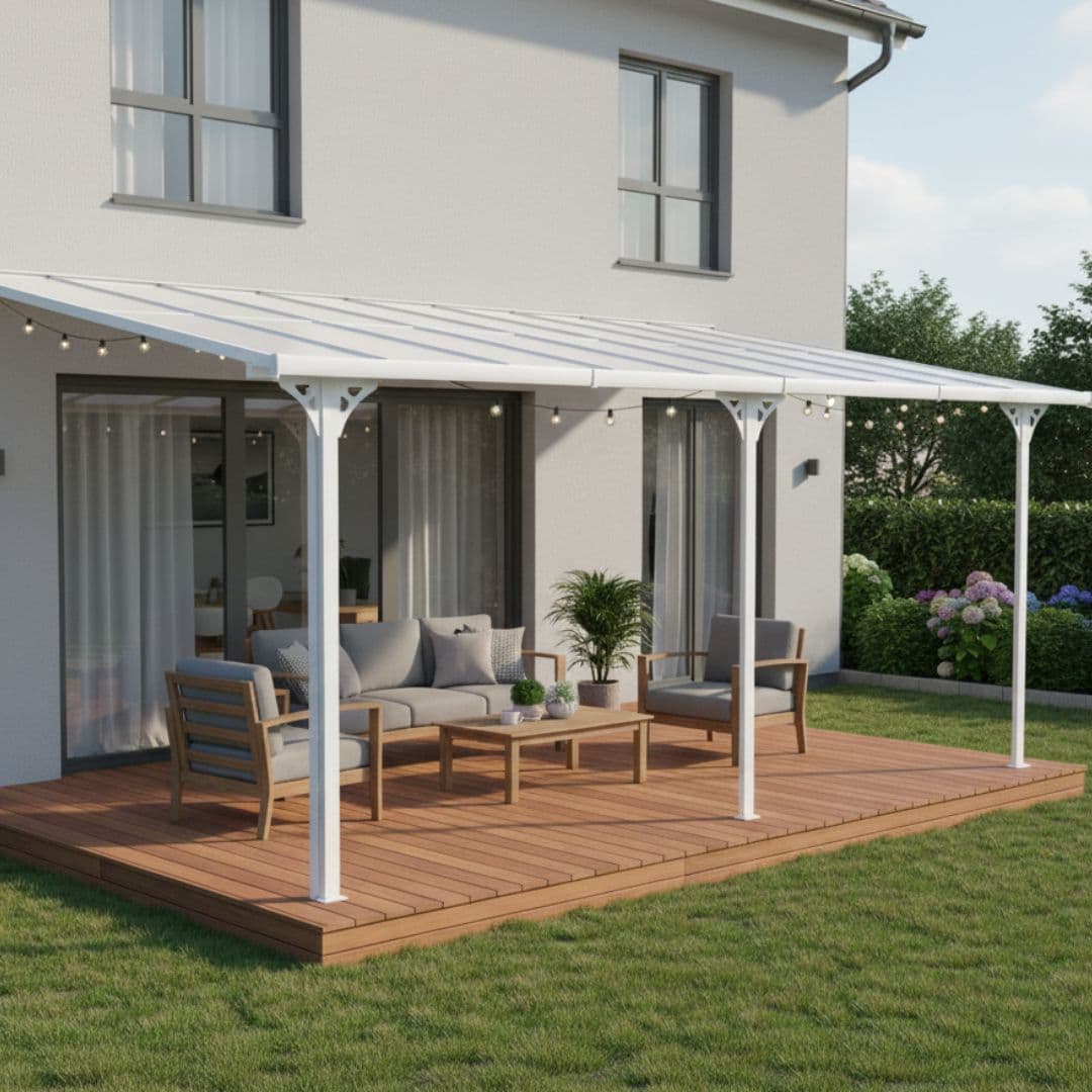 Altantak 6x3 m | Kanalplast / Aluminium| Premium modell | Vit