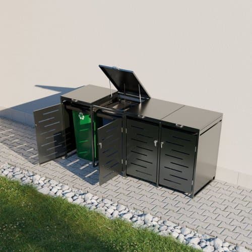 Soptunneskjul 2 kärl | Låsbart | Gasfjäder & ventilation | Mörkgrå