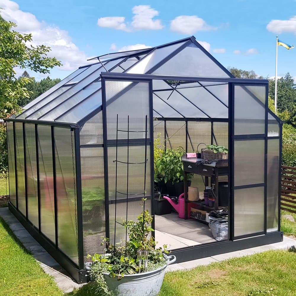 Växthus 8,9m² | Hög odlingshöjd | 6 mm kanalplast