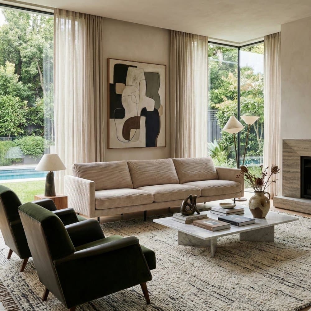 Eden 3-sits soffa  Beige Manchester | Modern design med avtagbara dynor