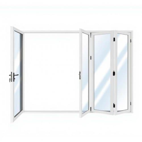 Vikbar altandörr i aluminium 2,74 x 2,0 m | Vit | Dubbelhärdat 5+5 mm glas