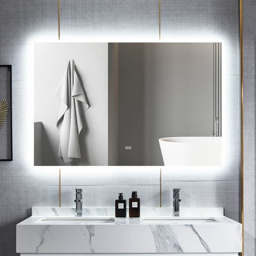 Badrumsspegel 100x80cm | LED-belysning & anti-fog