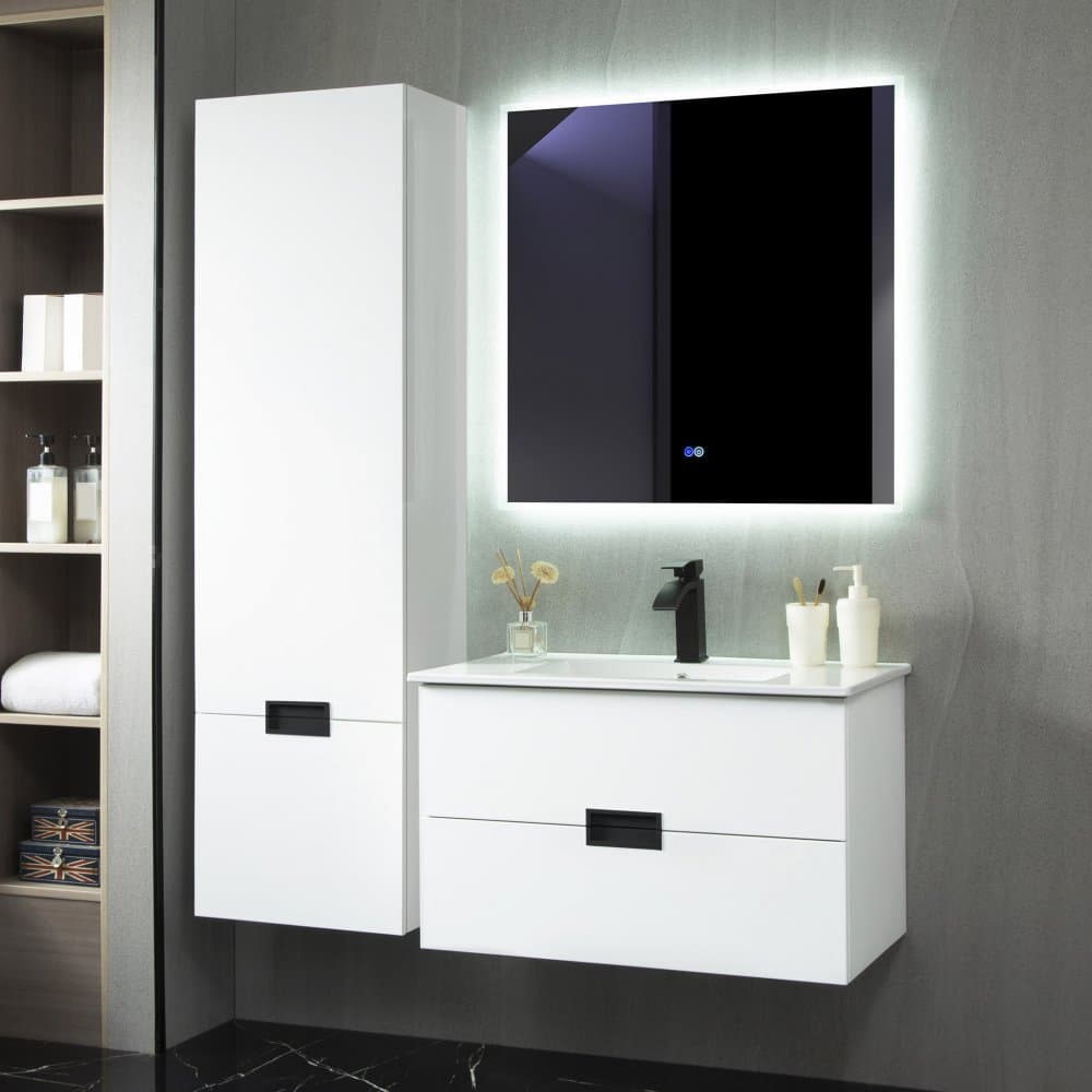 Badrumspaket | Kommod 60cm | Sidoskåp & LED-spegel