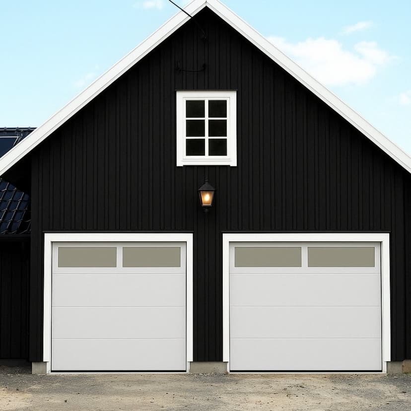 Garageport takskjutport med fjärrstyrning | 2,5m bred | Med fönster
