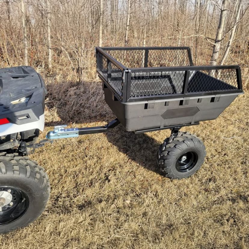 Robust ATV-Vagn med mesh | 700KG Lastkapacitet & terränghjul | Svart