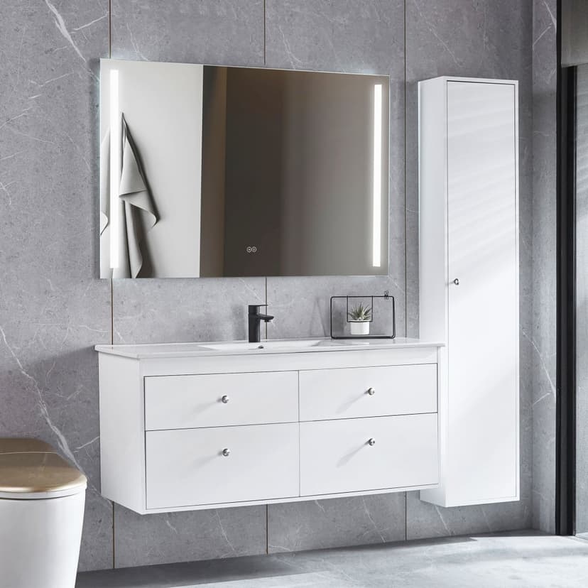 Badrumspaket | Kommod 120cm | Högskåp och LED-spegel