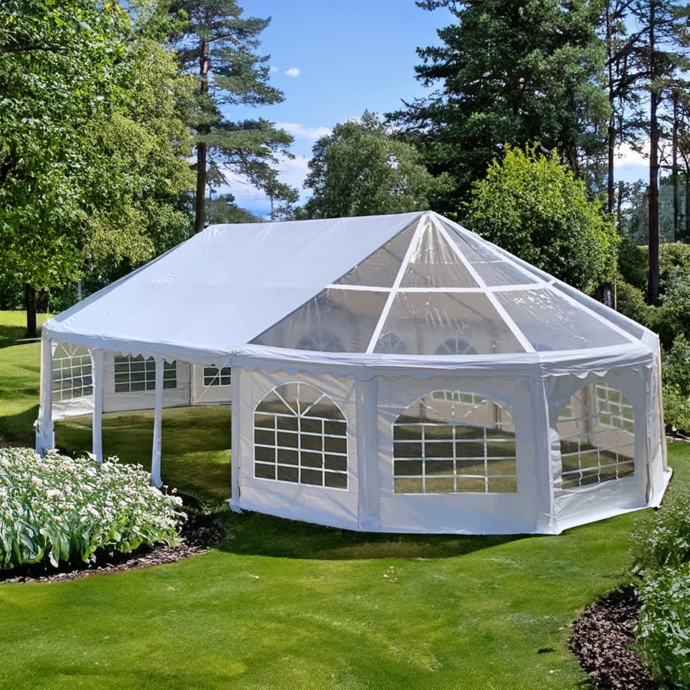 Premium partytält 12x6,5m | Vattentät, eldsäker och UV-behandlad PVC