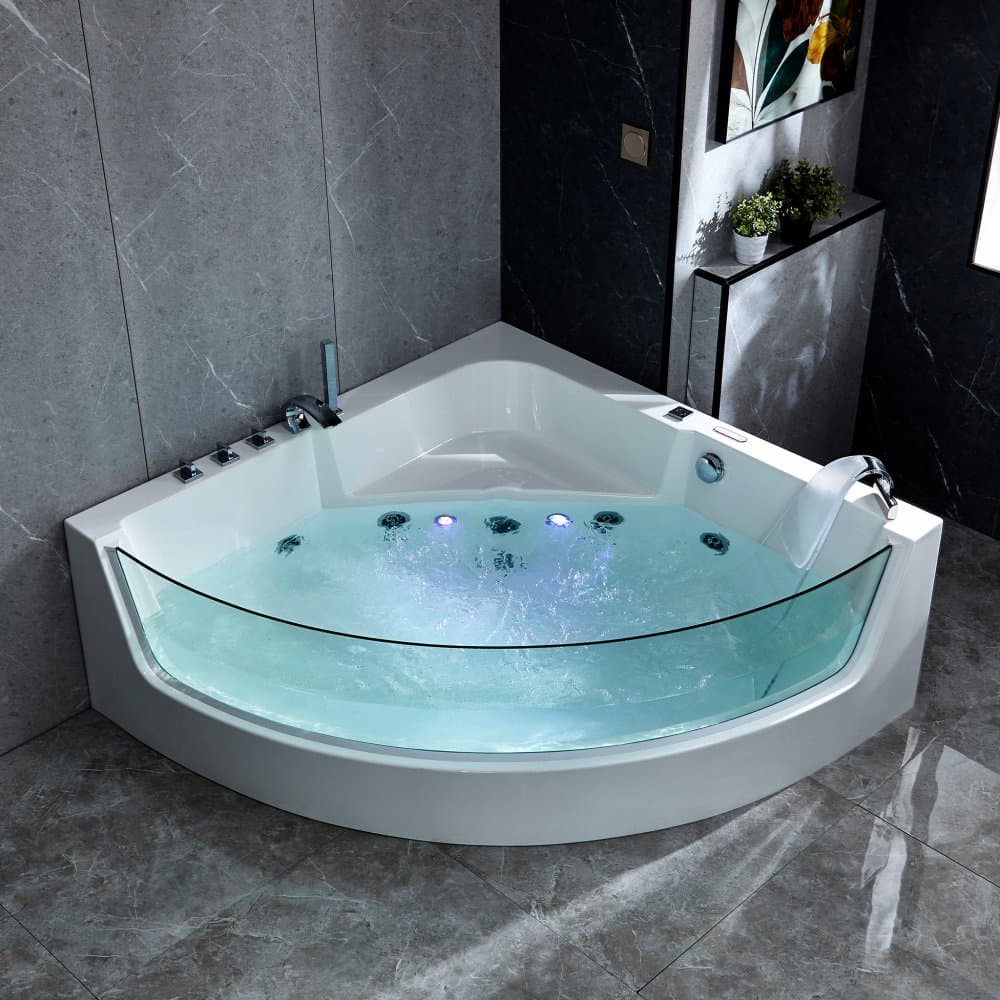 Bubbelbadkar hörn med underhållsvärme | 150x150cm | BK-058