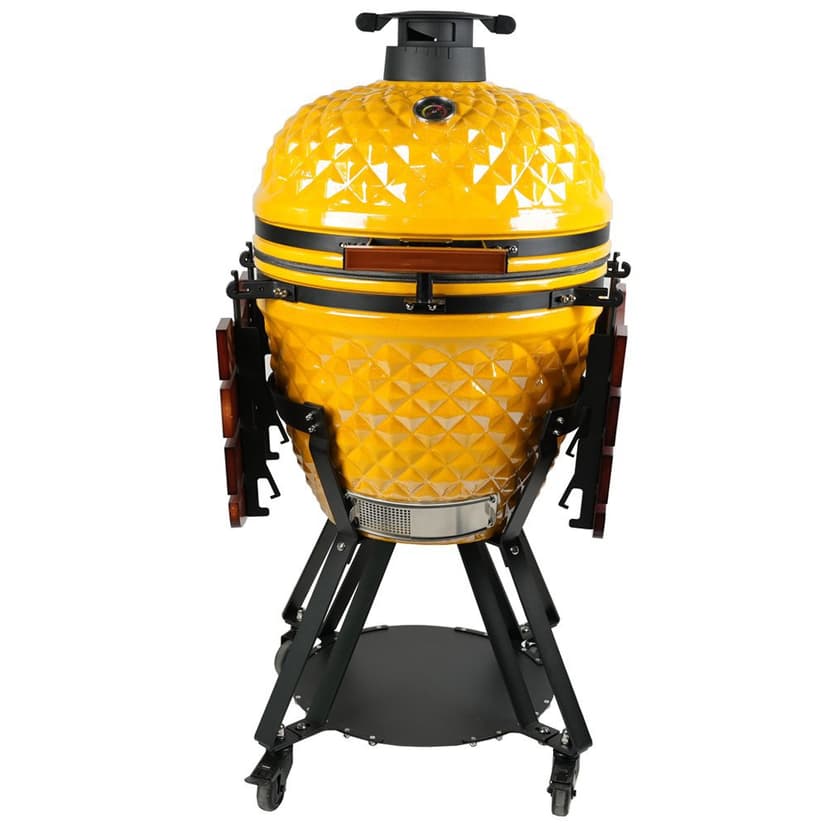 Kamadogrill  Ø54 cm | Keramisk kolgrill i Yellow Pineapple-design med termometer | Hawaii