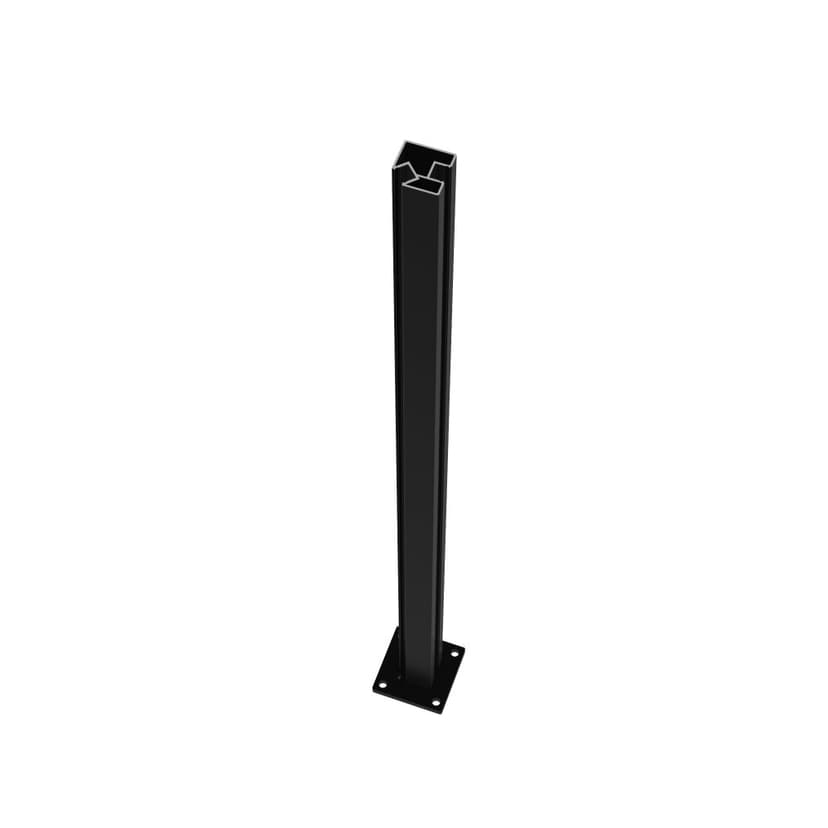 Hörnstolpe 135° till glasräcke 50×50 mm  1085 mm | Svart RAL 9005