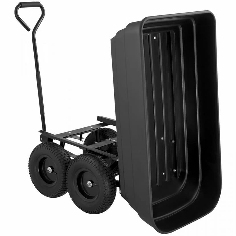Tippbar trädgårdsvagn 125L | 350kg | Hållbar stålram | Svart