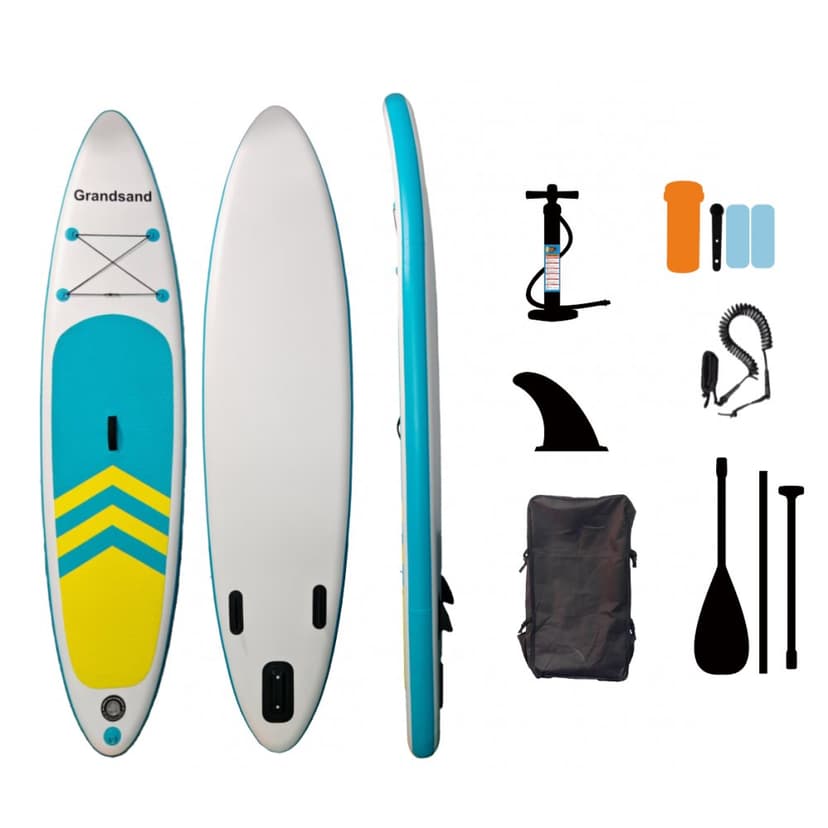 Uppblåsbar SUP 320 cm | Uppblåsbar paddle board | Stabil & hållbar | Blå/Gul