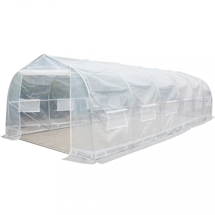 Tunnelväxthus 24m² | Stålram med transparent PE-plastöverdrag