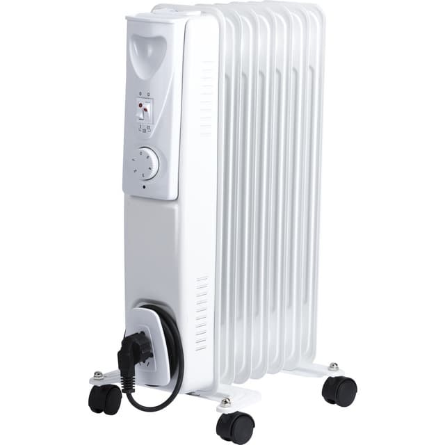 VÄRMEELEMENT OLJEFYLLT 7FLÄNS M HJUL 0-600-900-1500W | Beijerbygg Byggmaterial