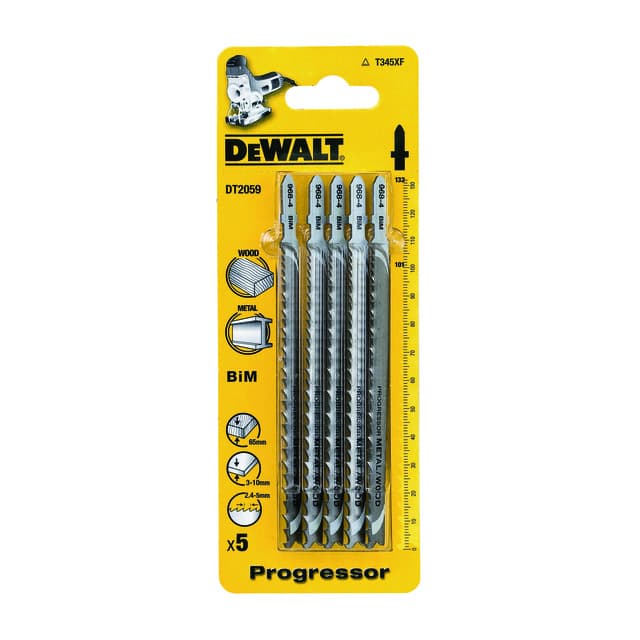 STICKSÅGBLAD DT2059-QZ 5-PACK TRÄ<65MM,MET&RÖR3-10MM L=132MM | Beijerbygg Byggmaterial
