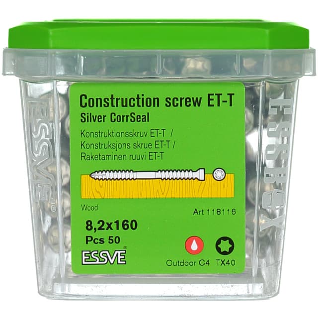 TRÄSKRUV ET-T 8,2X160 50ST CUTTER CS KONSTRUKTION | Beijerbygg Byggmaterial