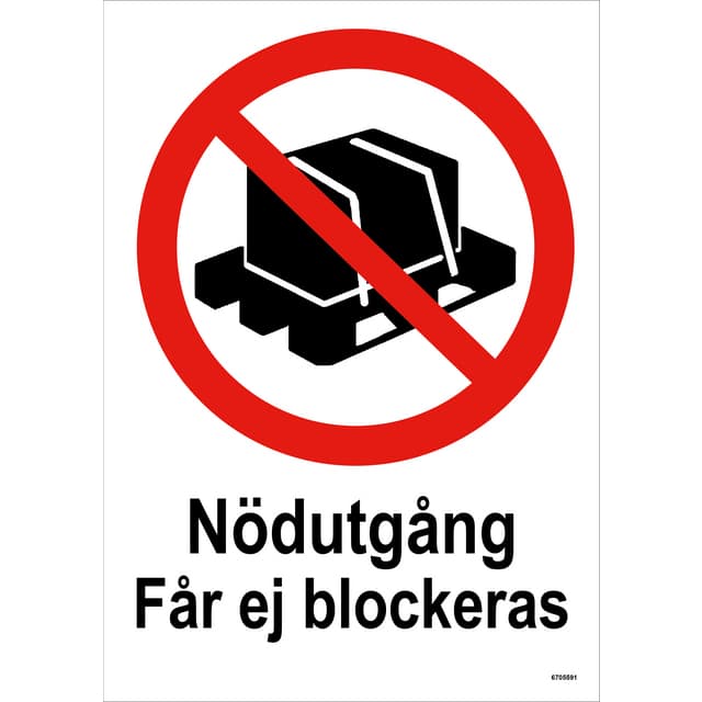 SKYLT UNIGRAPH NÖDUTGÅNG FÅR EJ BLOCKERAS PLAST 210X297MM | Beijerbygg Byggmaterial