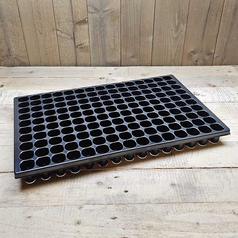 Pluggbrätte 150 celler, rund 33x51 cm, 30 mm celler, 43 mm djup, återvunnen polystyren, hållbar.