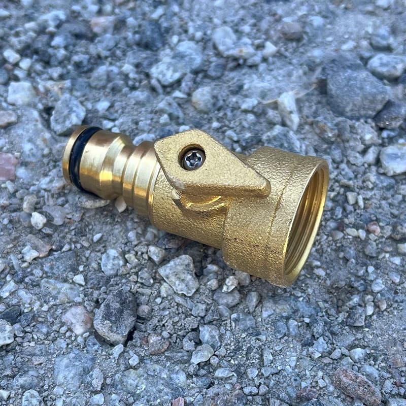Avstängningsventil, mässingsventil för enkel av/på nära slangände och smidig flödeskontroll
