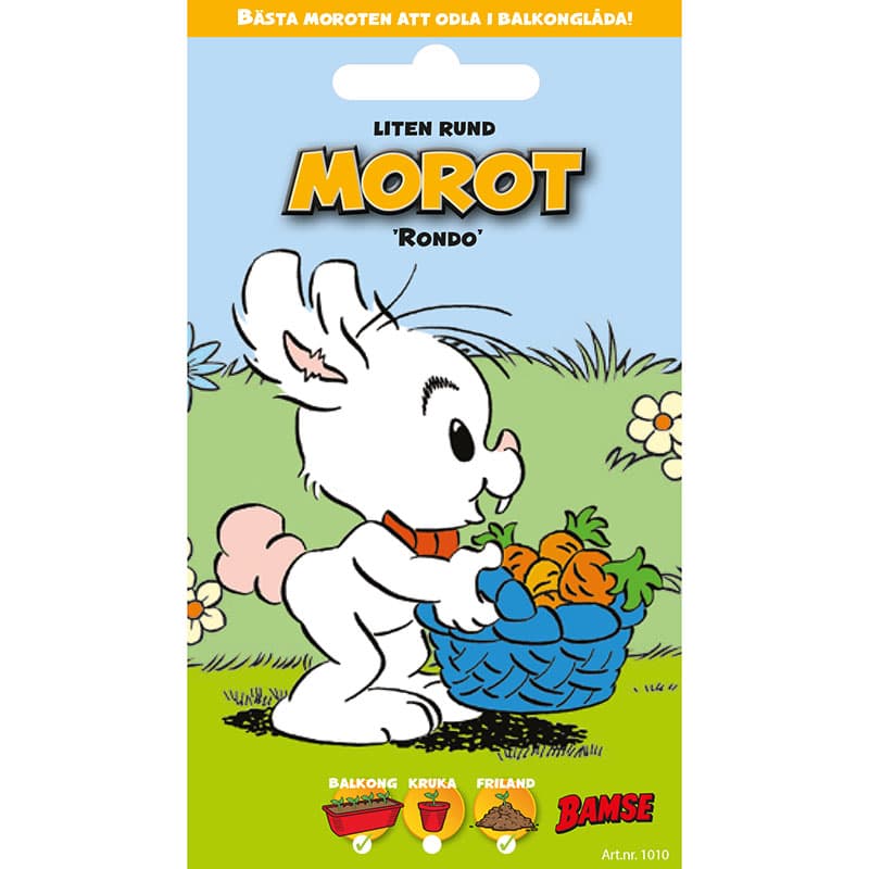 Bamse Morot 'Rondo', rund och tidig, odlas i balkonglåda, ca 800 frön.