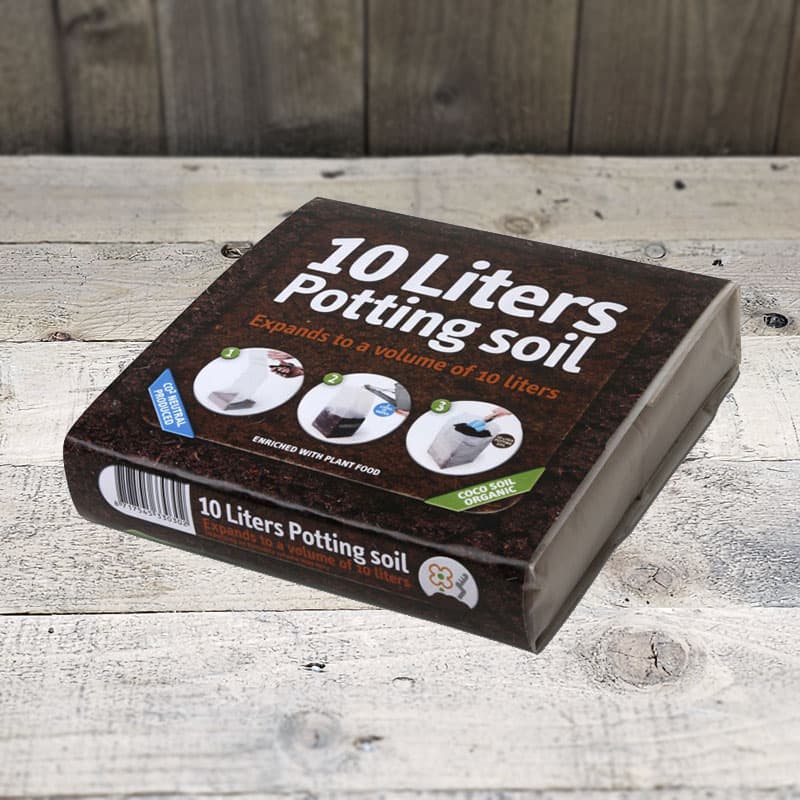 Kokosfiber, komprimerat 10 L, odlingssubstrat av kokosnötskal, tvättad, fri från överskottsalter.