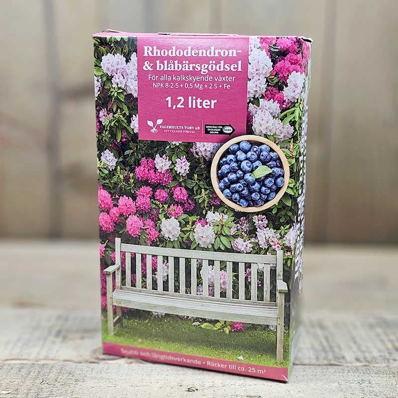 Rhododendron- och blåbärsgödsel KRAV, specialgödsel, 1,2 L, för kalkskyende växter, räcker till 20-25 kvm.