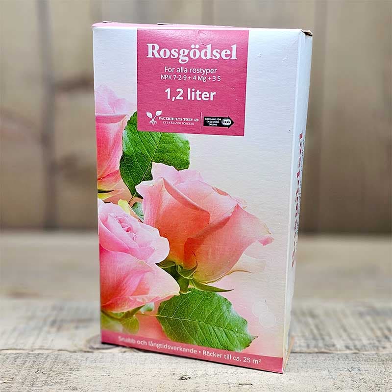 Rosgödsel KRAV 1,2 L, KRAV-certifierat, speciellt för rosor, 1,2 liter, gödsling av rosor och perenner.