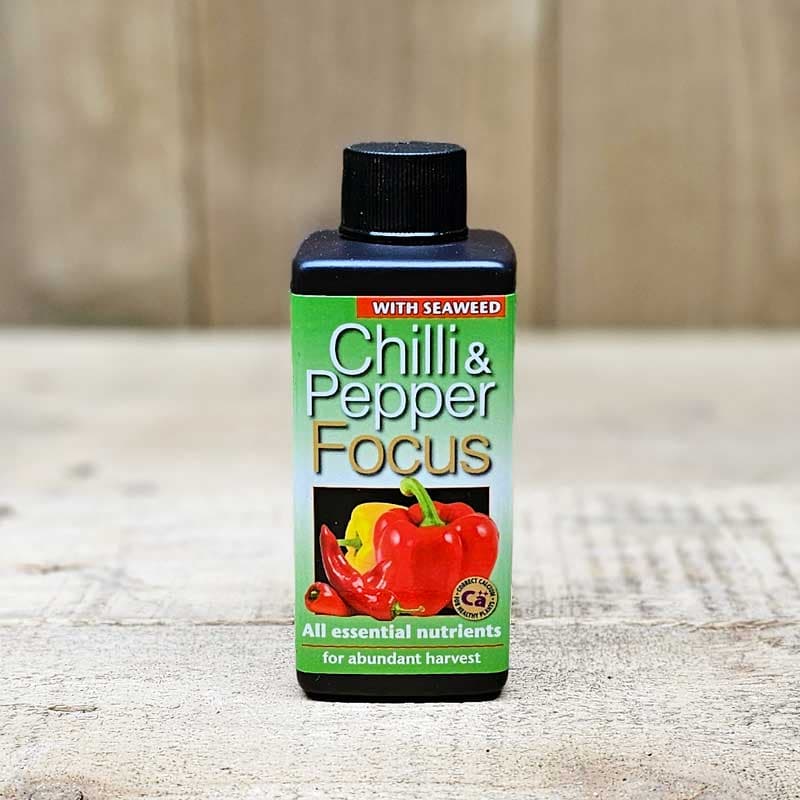 Chilinäring Chilli & Pepper Focus, NPK 3,0-1,0-4,4, för chili och paprika. Tillförs 1 gång per vecka.