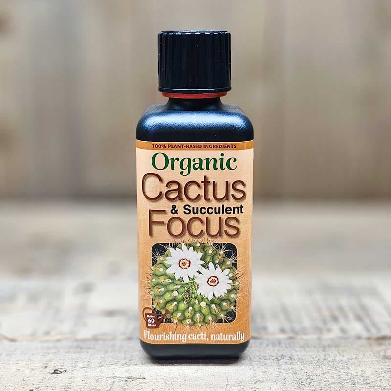 Kaktusnäring Organic Cactus Focus, ekologisk, 300 ml, NPK 1.4-0.7-2.7, balanserad näring, för kaktusar och succulenter.