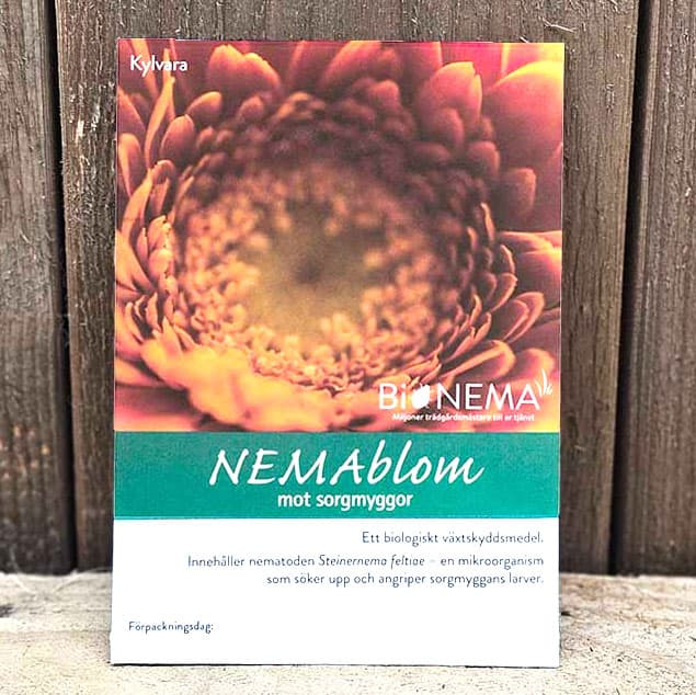 Nemablom, 1-1,5 miljoner nematoder, räcker till 15-25 krukor, naturligt bekämpningsmedel, lång hållbarhet.