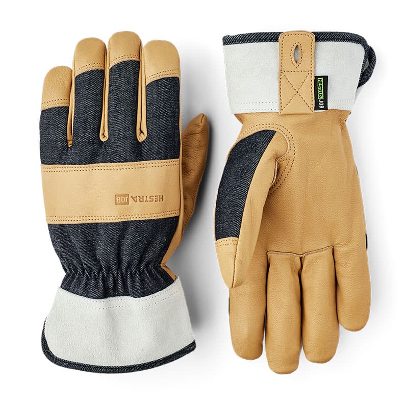 Arbetshandske Classic Denim stl 10, starkt getskinn med denim och öppet skaft