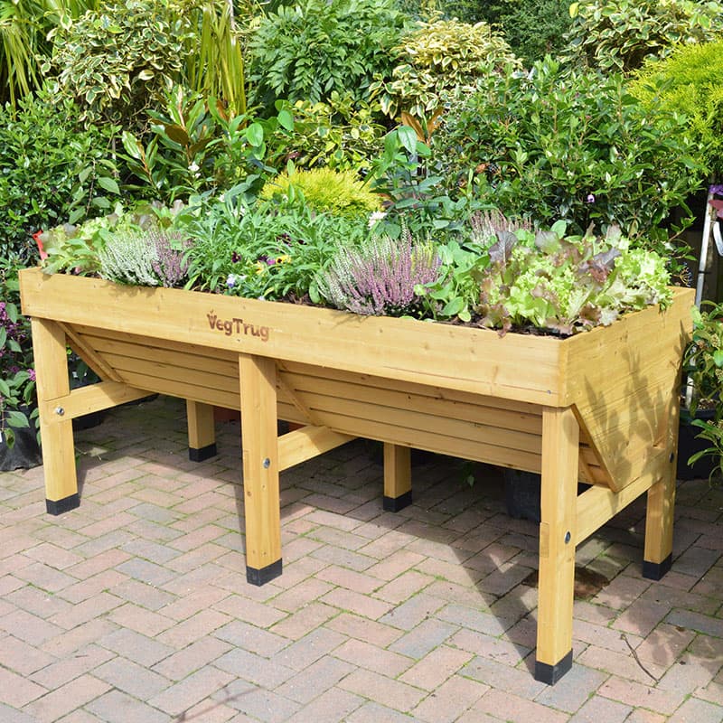 VegTrug Classic Medium, natur, 183x76x80 cm, 27 kg, 420 liter jord, FSC-trä, ergonomisk, V-form.