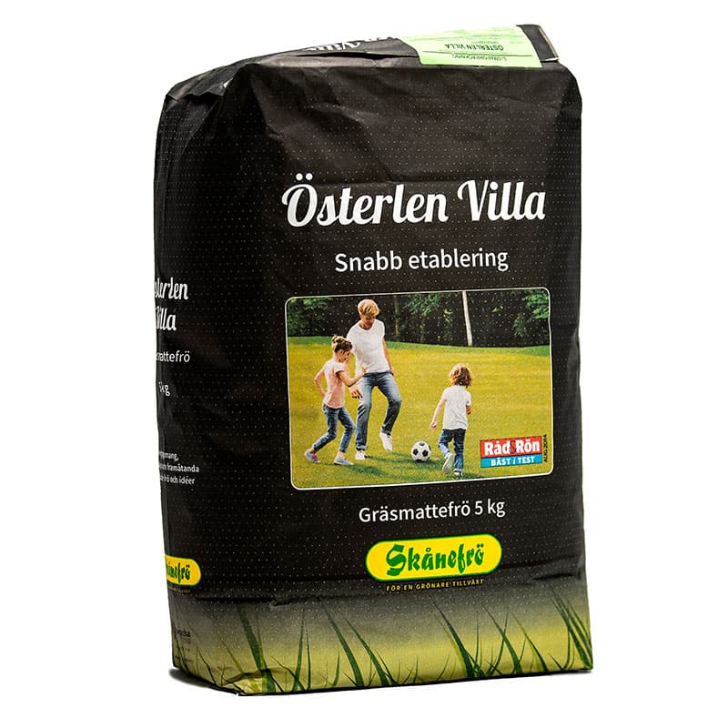 Gräsfrö Österlen Villa, 5 kg - Slitstark, snabb etablering gräsmatta, tålig, räcker till 200 m².