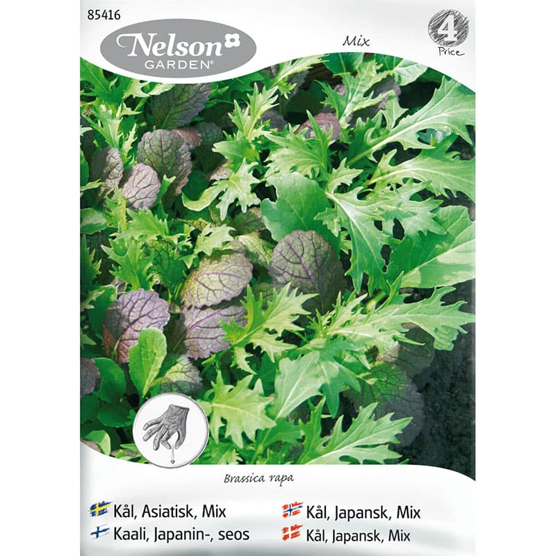 Kål, asiatisk mix, blandning av asiatiska bladgrönsaker, 180 frön, räcker till 75-100 plantor.