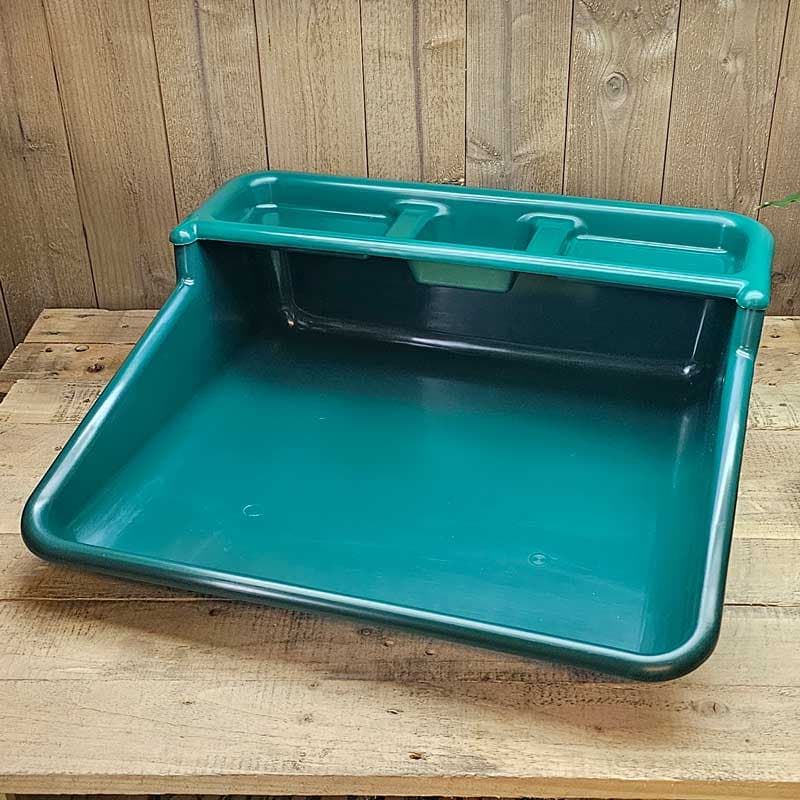 Planteringsbord med hylla, grön, 610 mm bredd, återvunnen polypropylen, lätt att ställa undan.