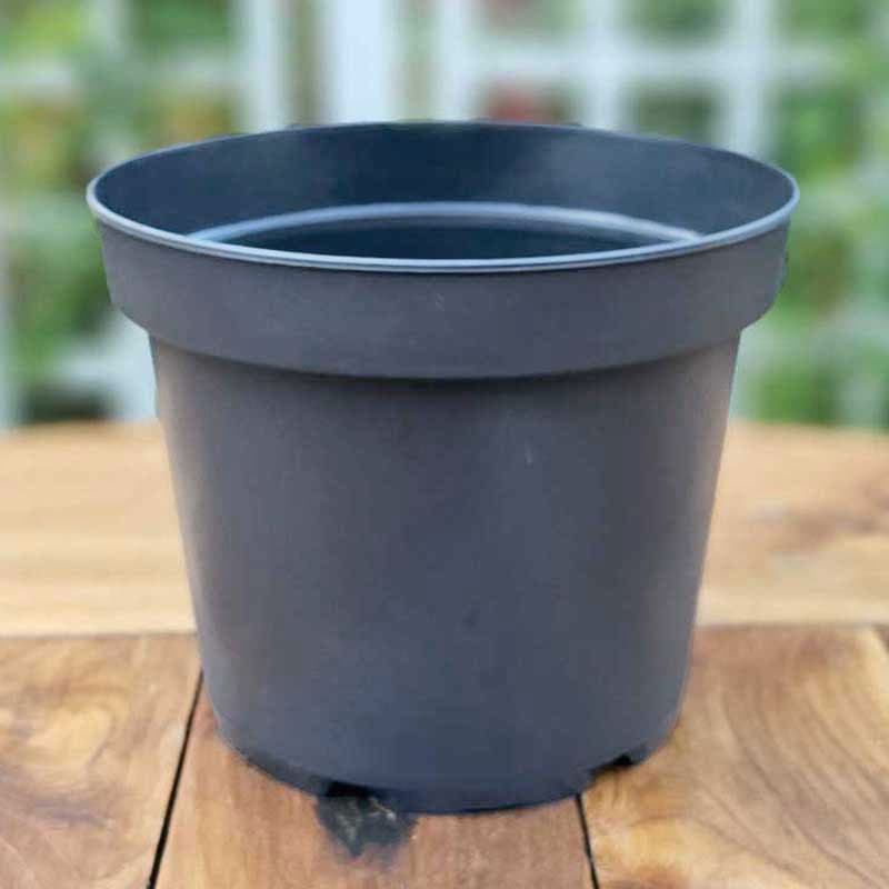 Plastkruka 7,5 liter, väderbeständig, 25,5 cm toppdiameter, 19 cm bottendiameter, 21 cm höjd, 3-pack.