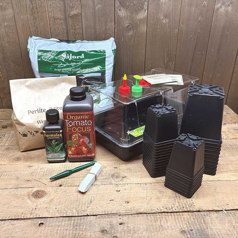 Stora tomatodlingspaketet, komplett tomatkit med frön, jord, krukor, näring