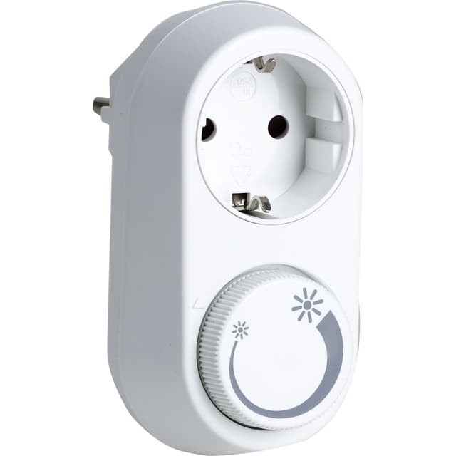 DIMMER FÖR VÄGGUTTAG VIT LED 3-24W GLÖDLJ 3-200W 230V | Beijerbygg Byggmaterial