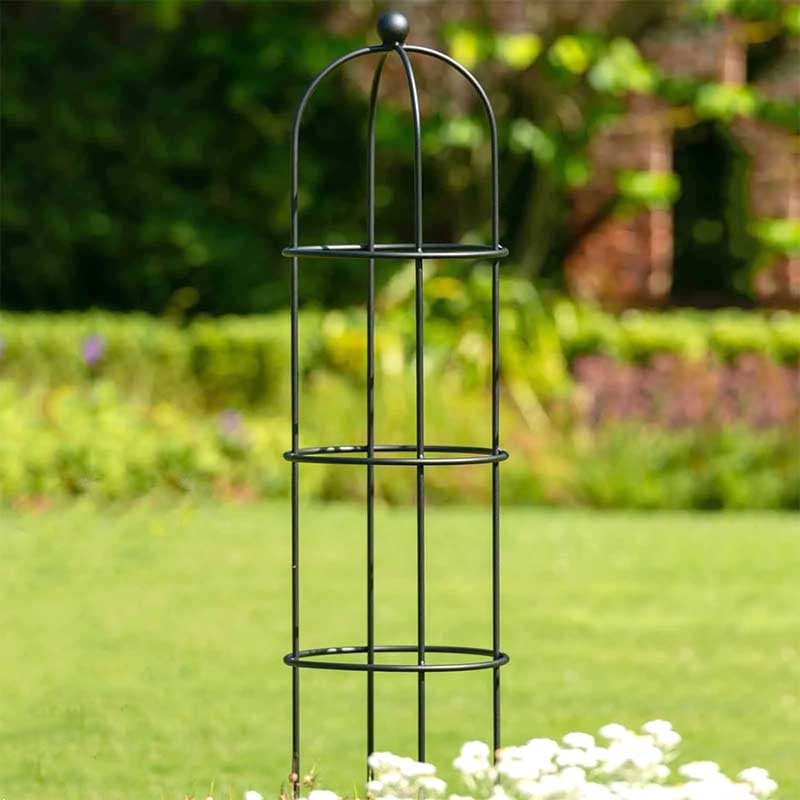 Spaljé Vintage Black Round Obelisk large, stål Ø47 H205, matt svart, För klättrande växter.